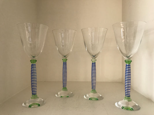 Set of 4 Salviati Murano Wine Glasses